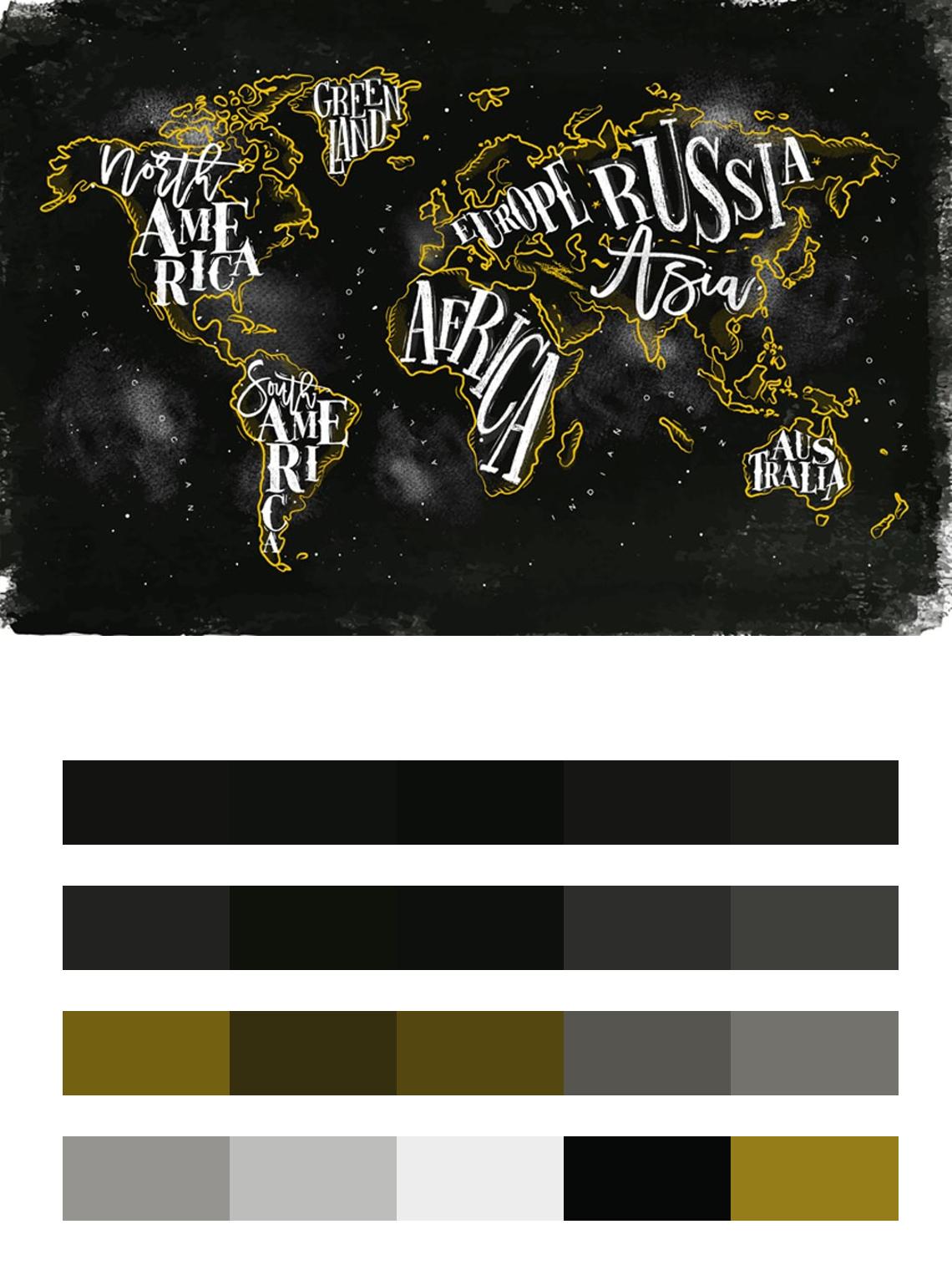 Карта мира черная цвета